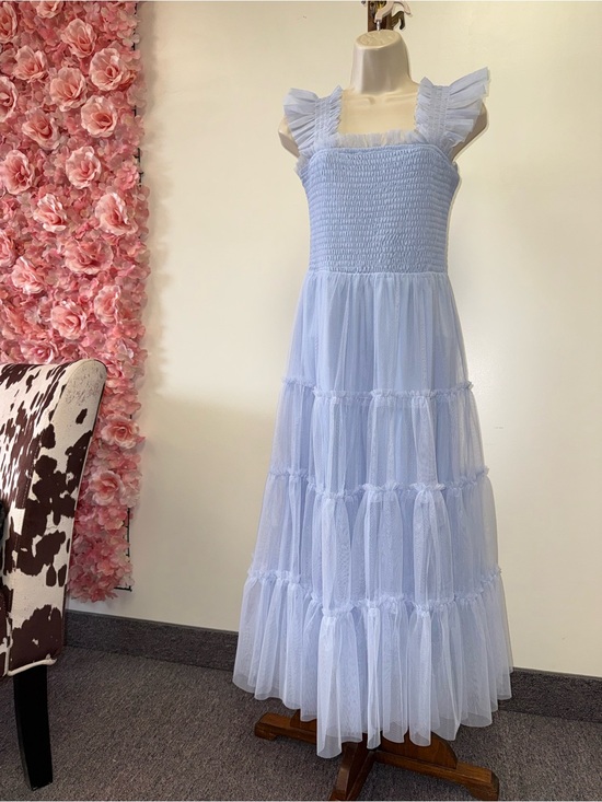 Baltic Born Dresses & Skirts - Baltic Born (XS) Light Blue Tiered Ruffle Skirt Tulle Maxi Dress